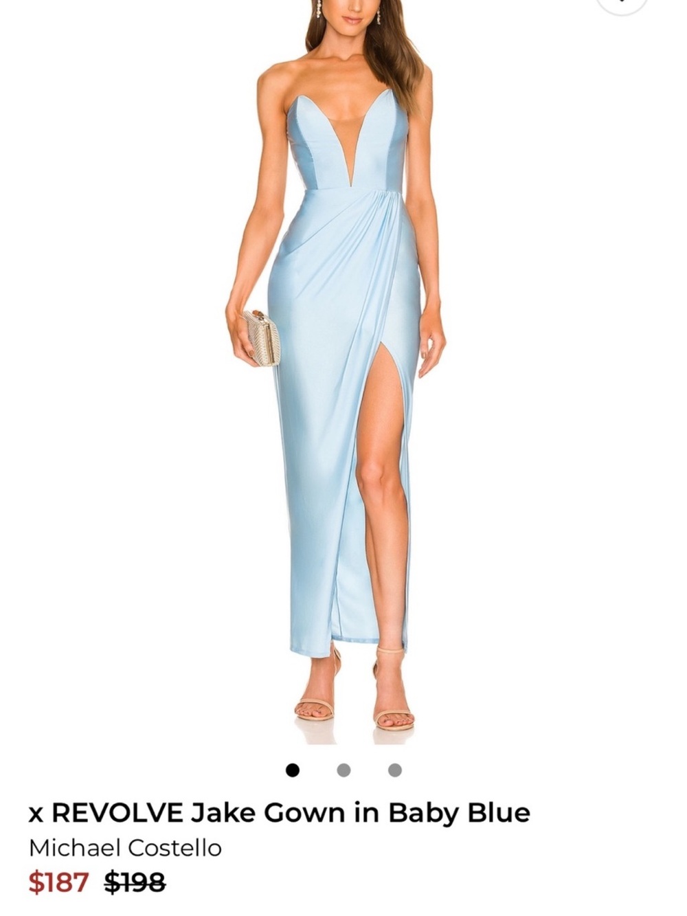 Revolve x Michael Costello Jake Strapless Gown in Light Blue